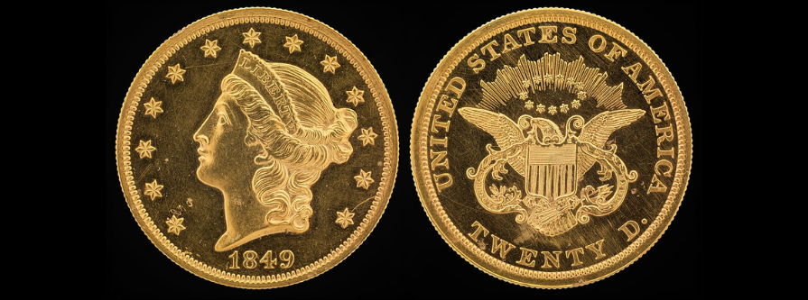 Pièce en or 20 $ Double Eagle - 1849